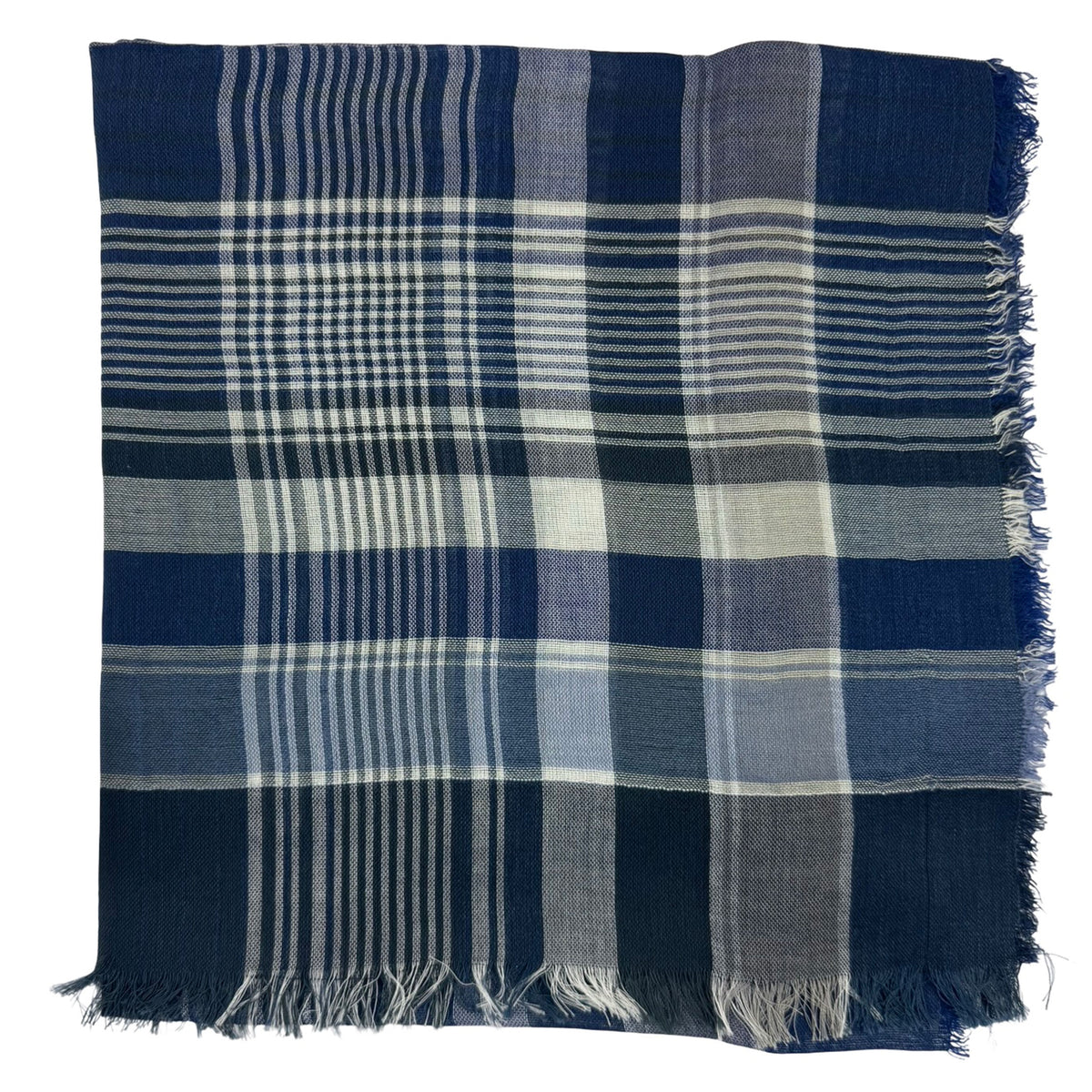 Salvatore Ferragamo Scarf Navy Blue Design - Square Cotton Silk Shawl