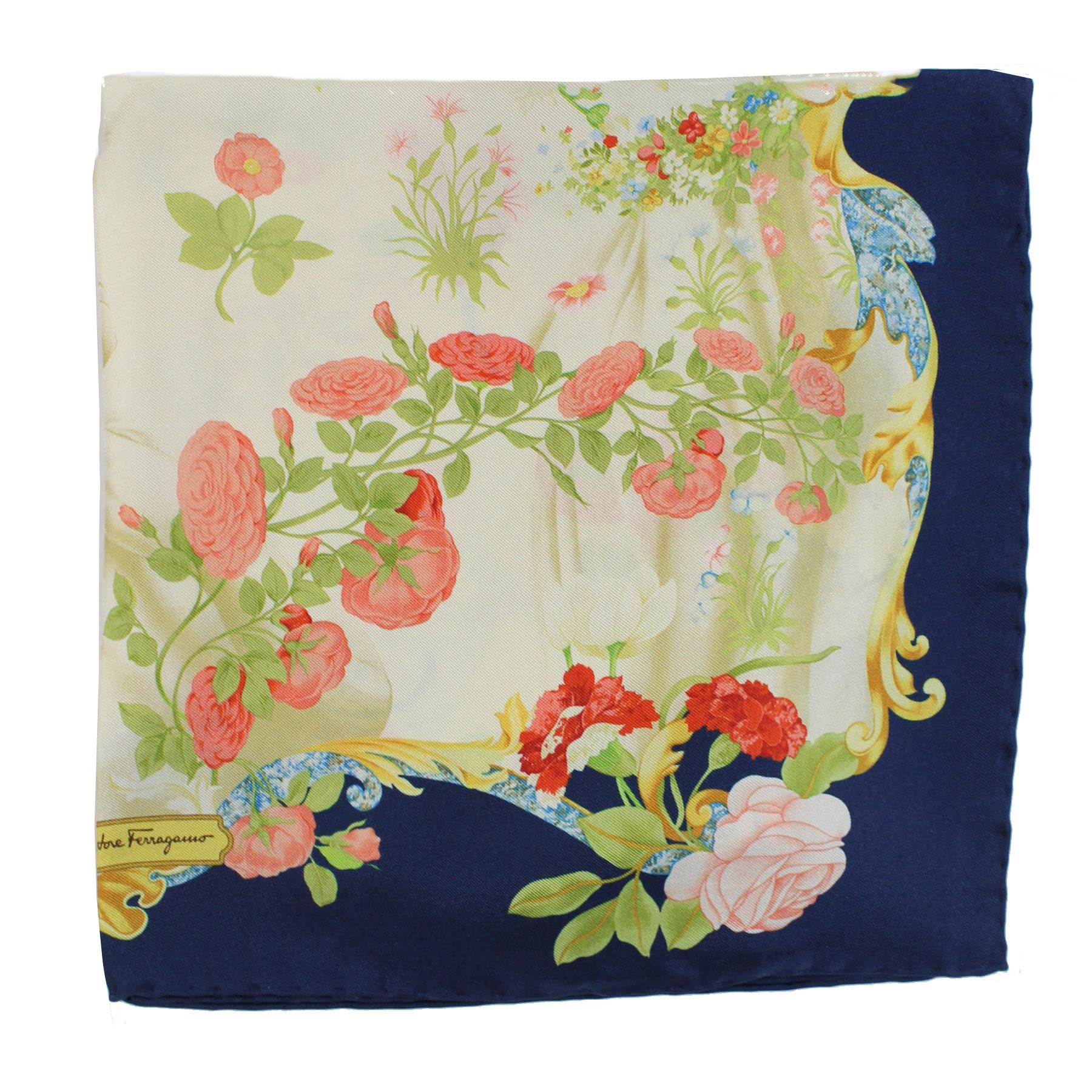 Ferragamo floral-print silk scarf - White