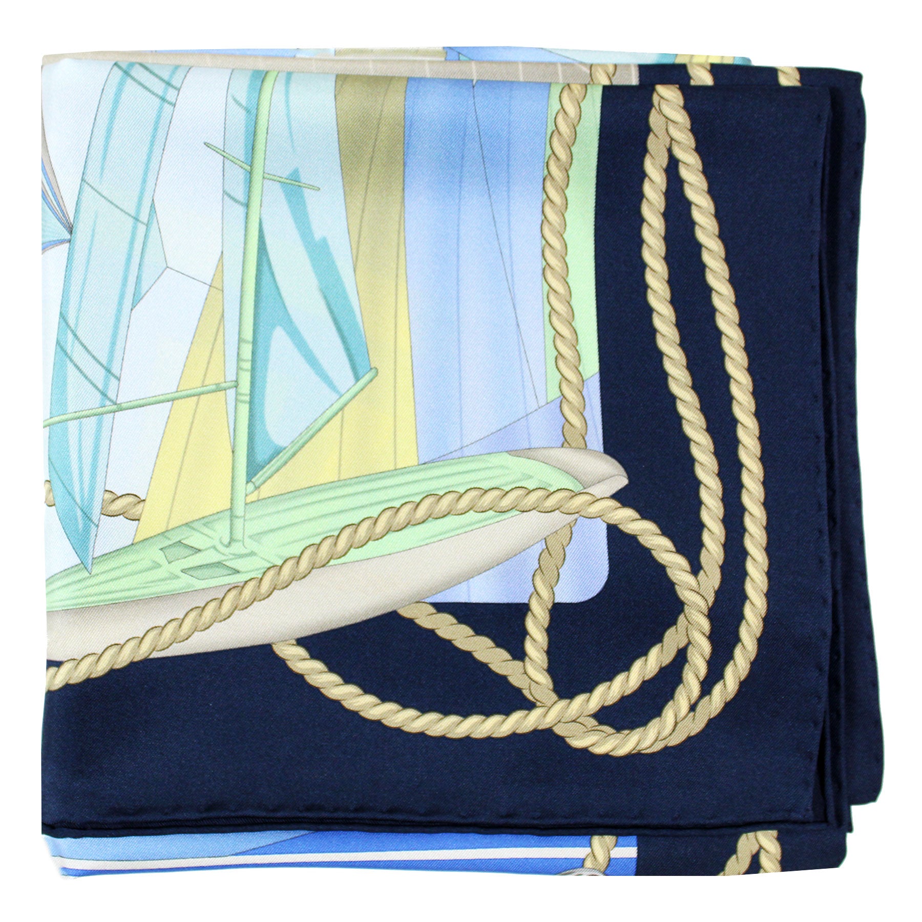 Salvatore Ferragamo Scarf Sailing Navy Blue - Twill Silk Foulard