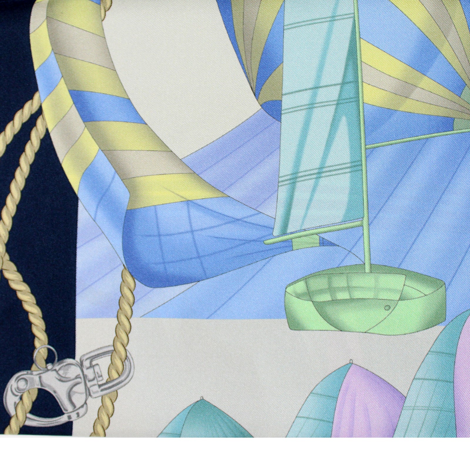 Salvatore Ferragamo Scarf Sailing Navy Blue - Twill Silk Foulard SALE