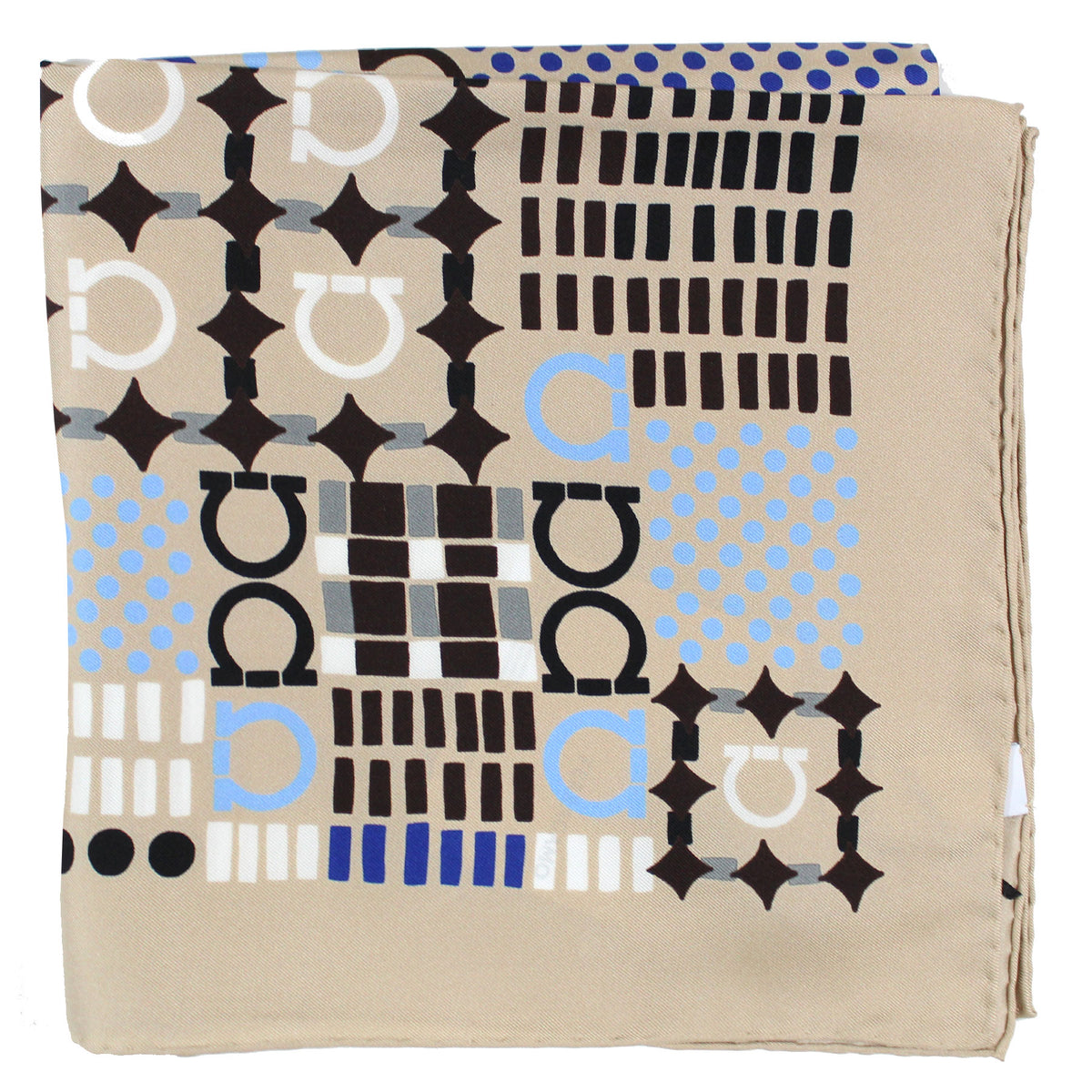 Ferragamo Scarf Beige Gancini - Twill Silk Foulard SALE