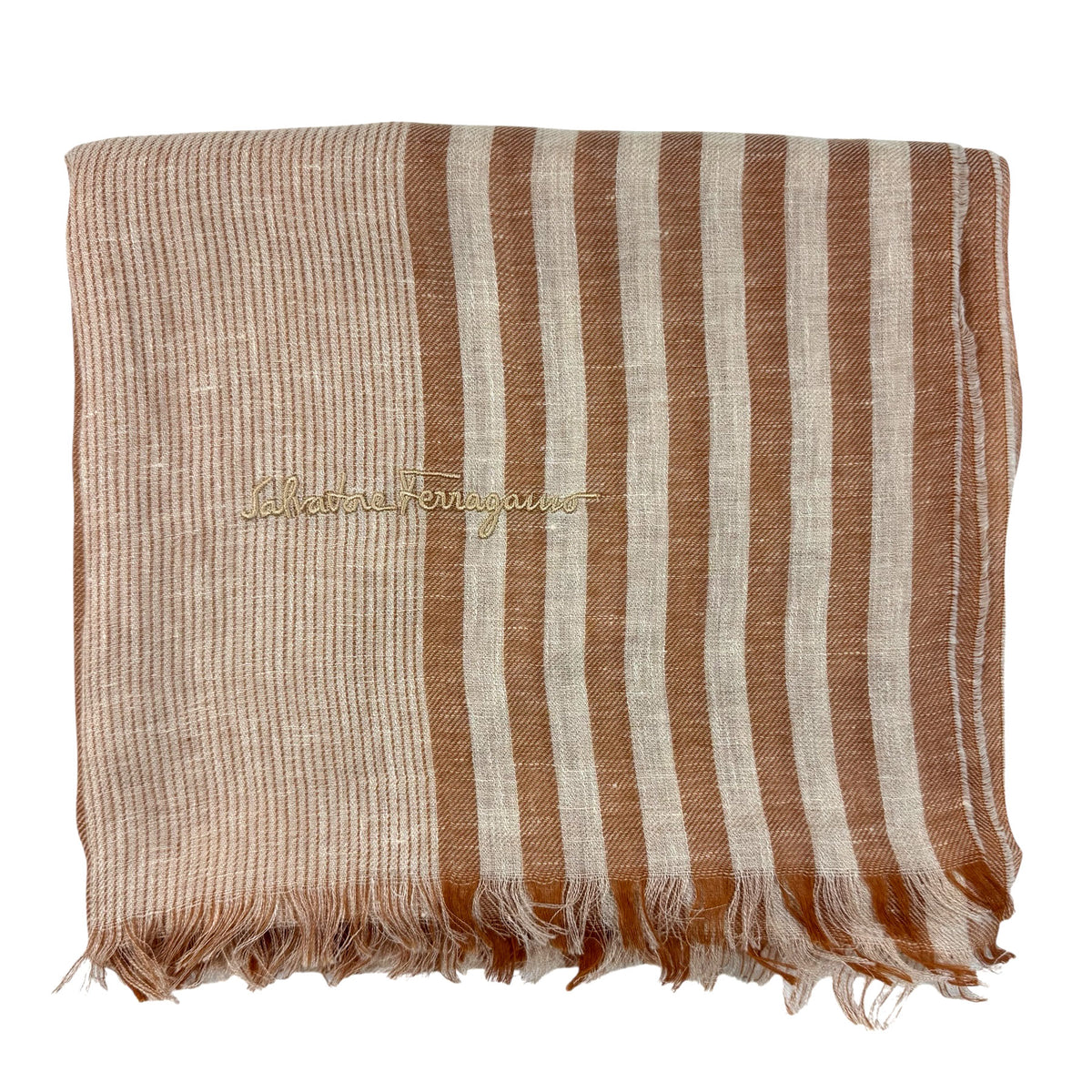 Salvatore Ferragamo Scarf Peach Stripes Shawl SALE