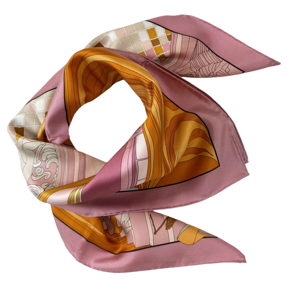 Salvatore Ferragamo Scarf Pink Atelier Design - Twill Silk Foulard SALE