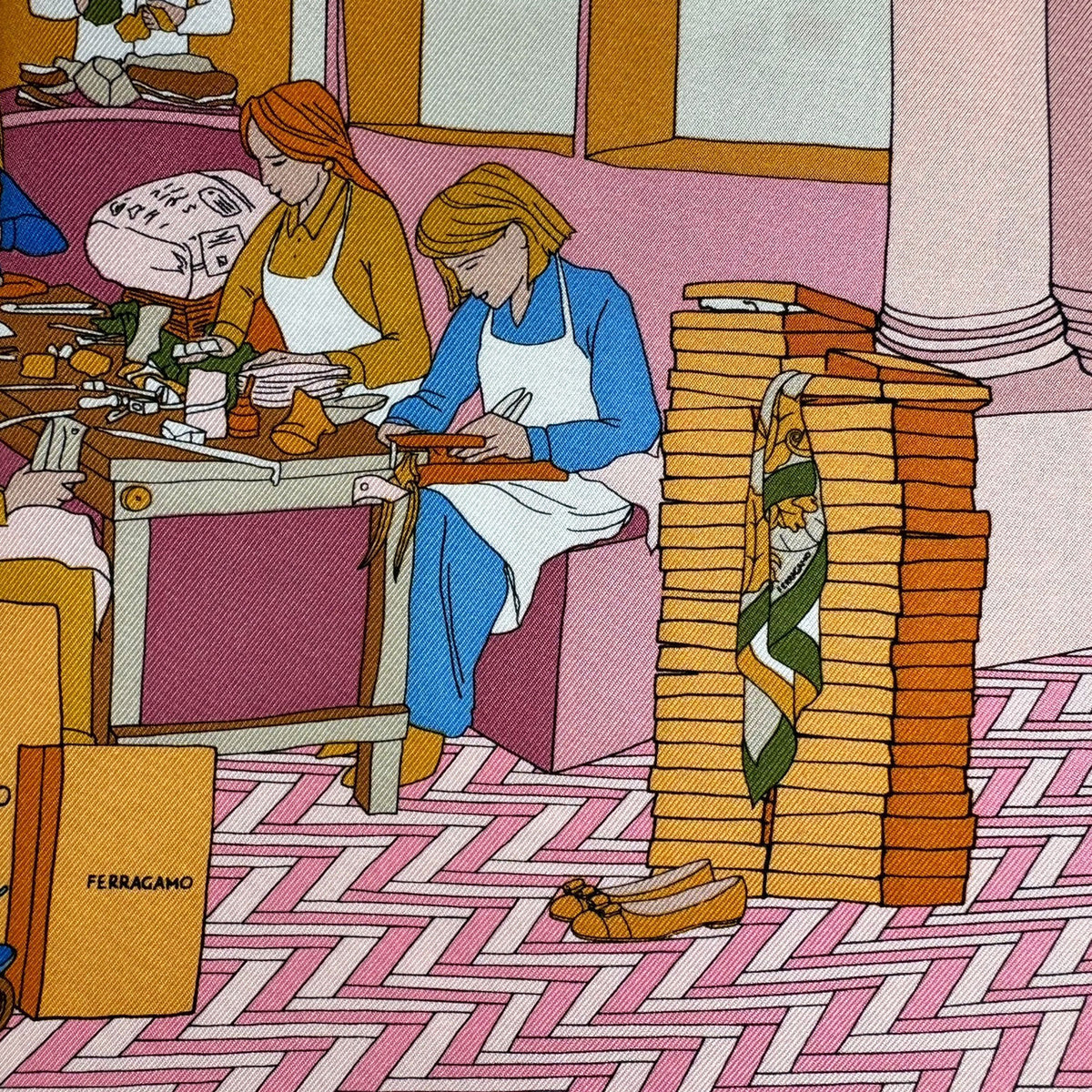 Salvatore Ferragamo Scarf Pink Atelier Design - Twill Silk Foulard SALE