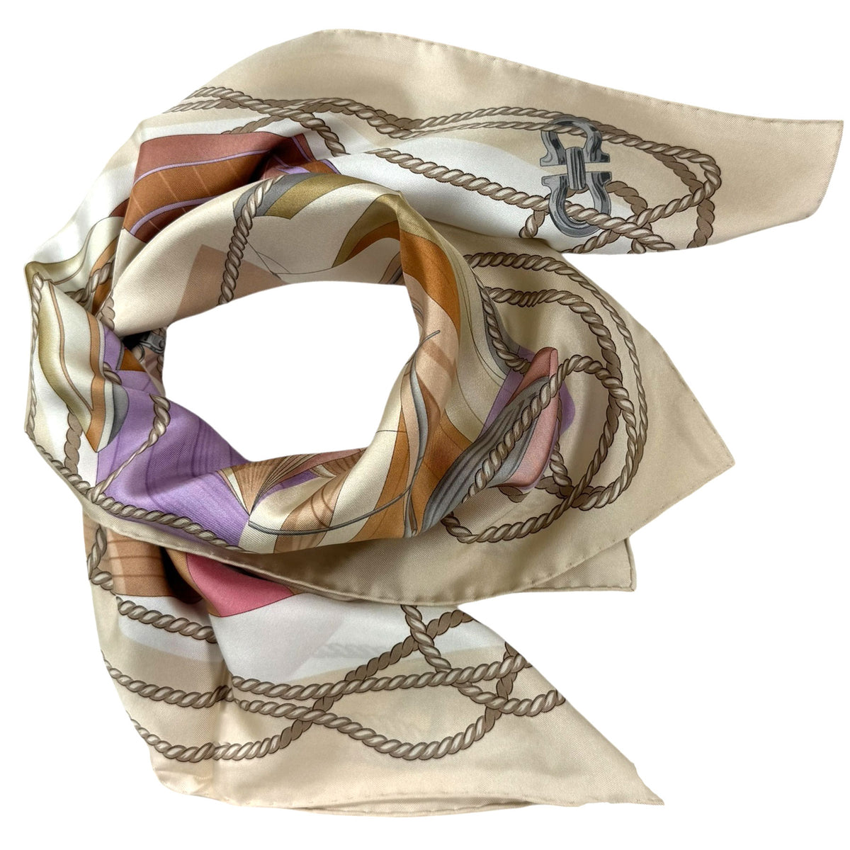 Salvatore Ferragamo Scarf Sailing Design - Twill Silk Foulard SALE