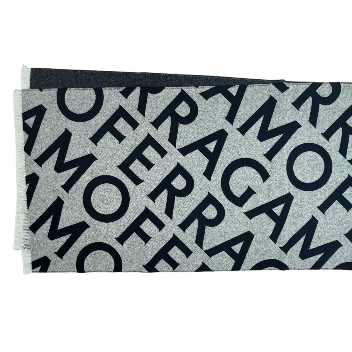 Salvatore Ferragamo Scarf Gray Logo Double Scarf With