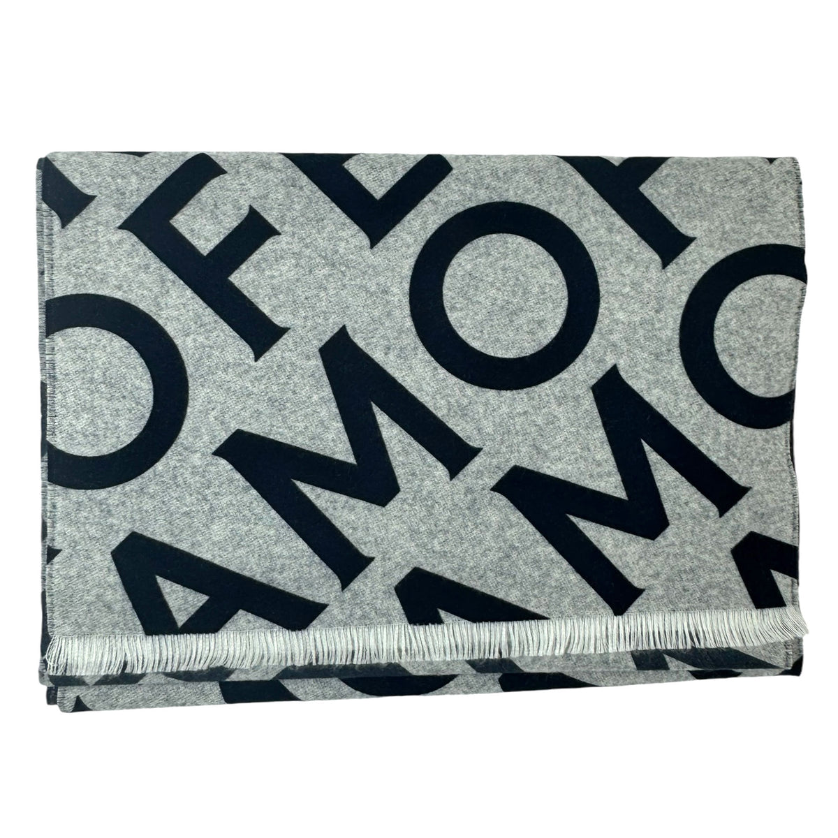 Salvatore Ferragamo Scarf Gray Logo - Wool Cashmere - 2024 Collection
