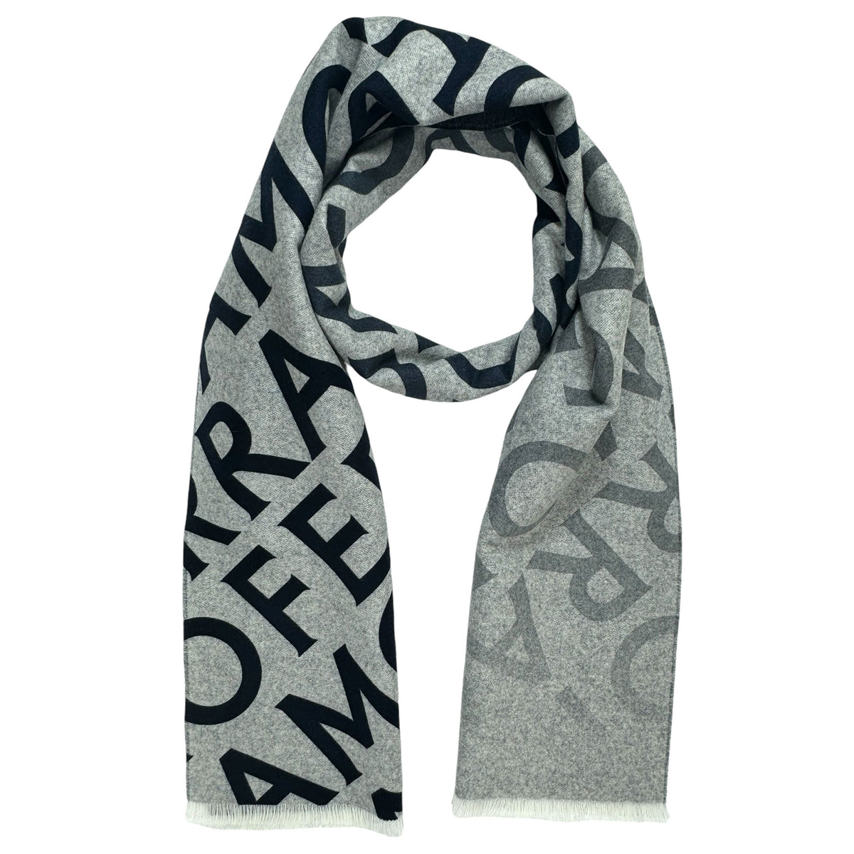 Ferragamo Scarf Gray Logo 