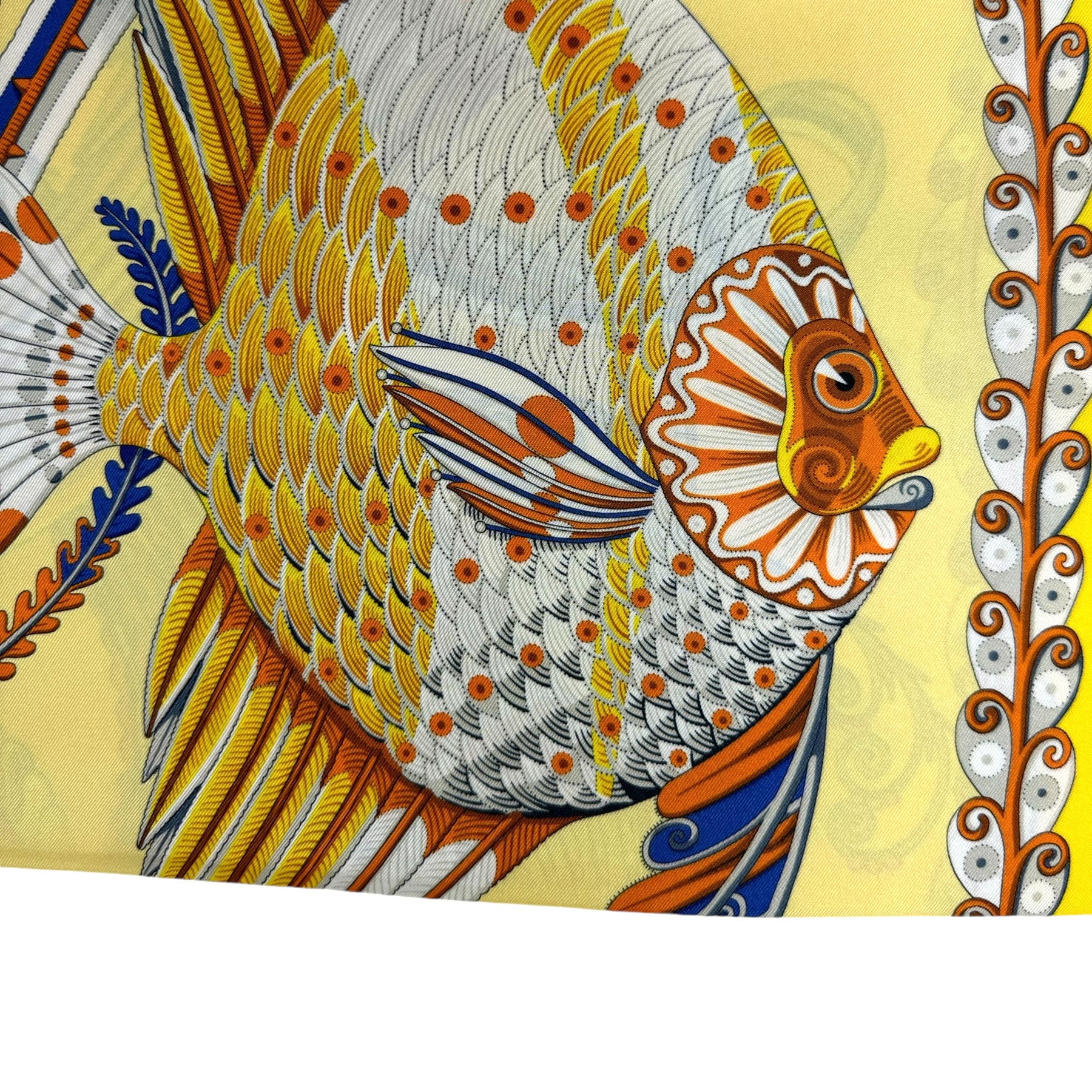 Ferragamo Scarf Yellow Fish Design
