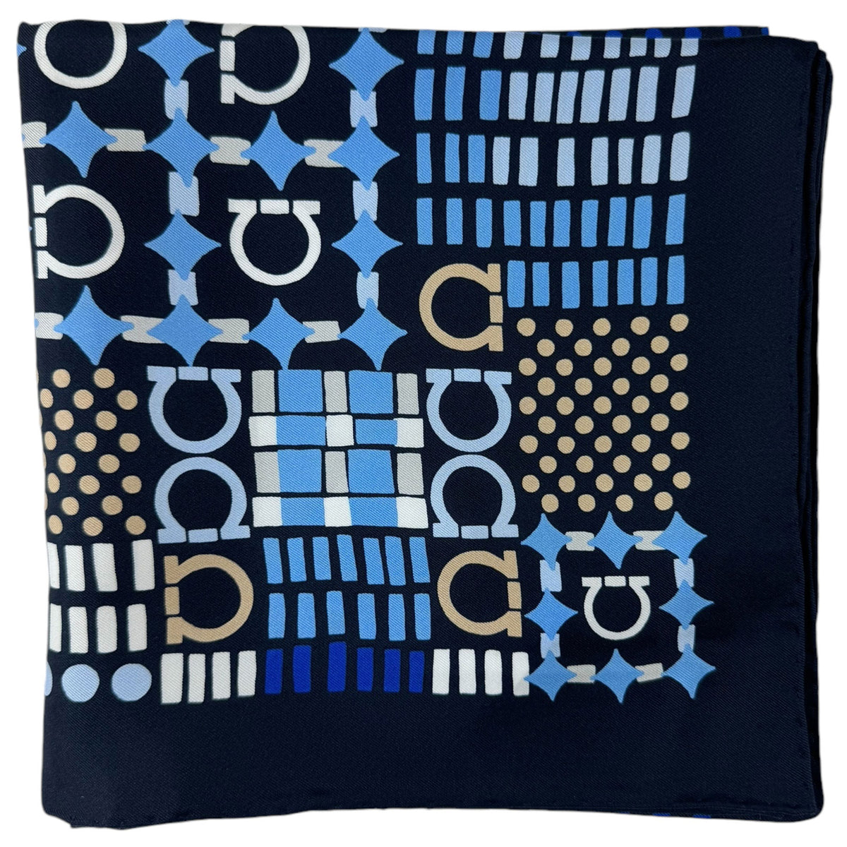 Ferragamo Scarf Navy Gancini 