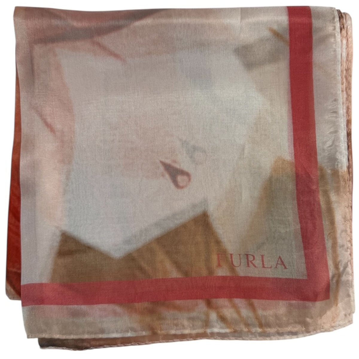 Furla Scarf Red White Pink Floral - Square Silk Scarf