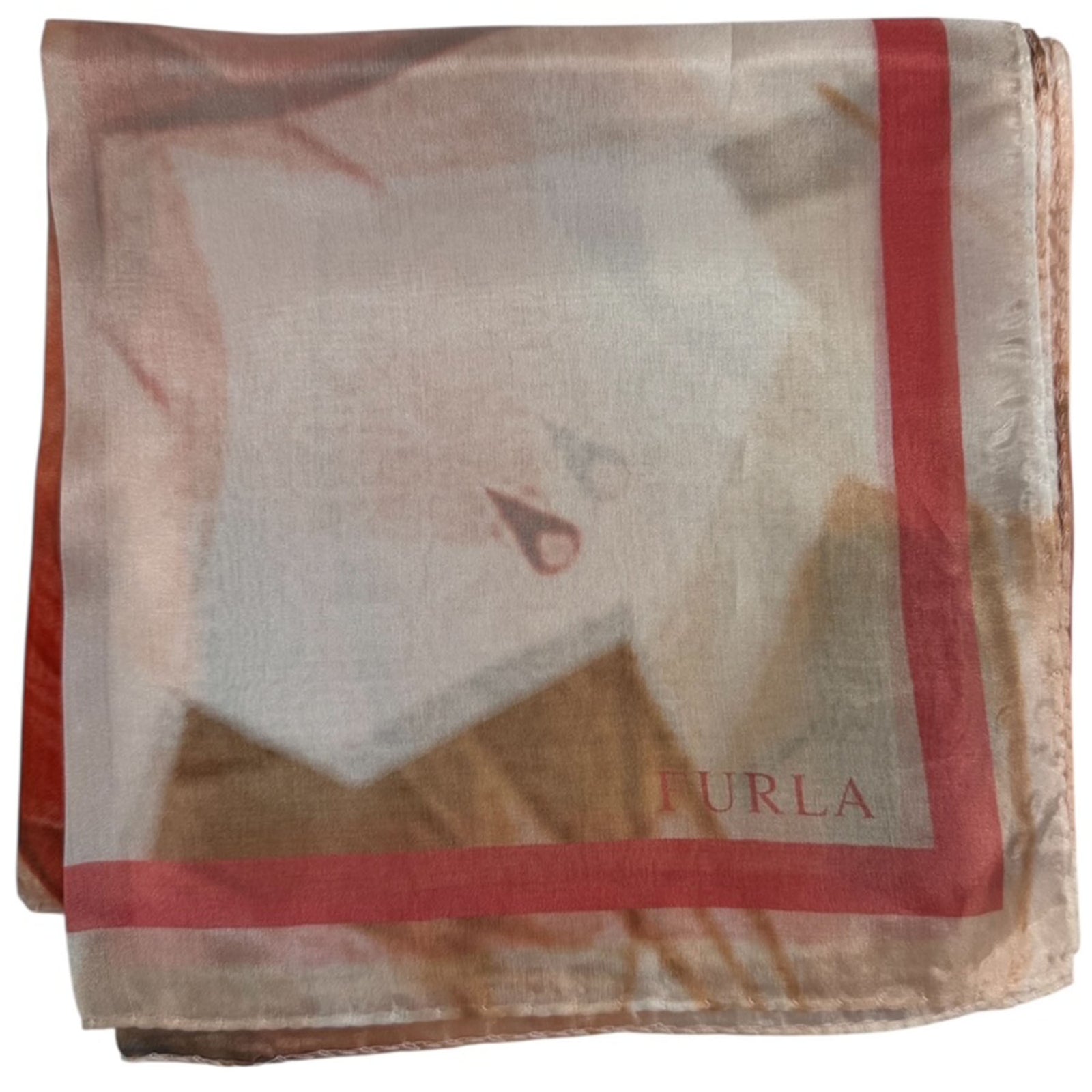 Furla Scarf Red White Pink Floral - Square Silk Scarf