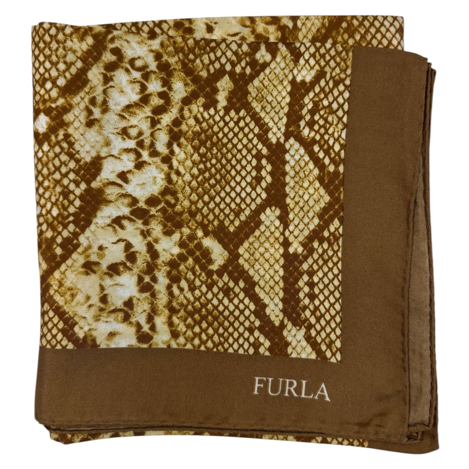 Furla Scarf Brown Snakeskin Design - Square Silk Scarf