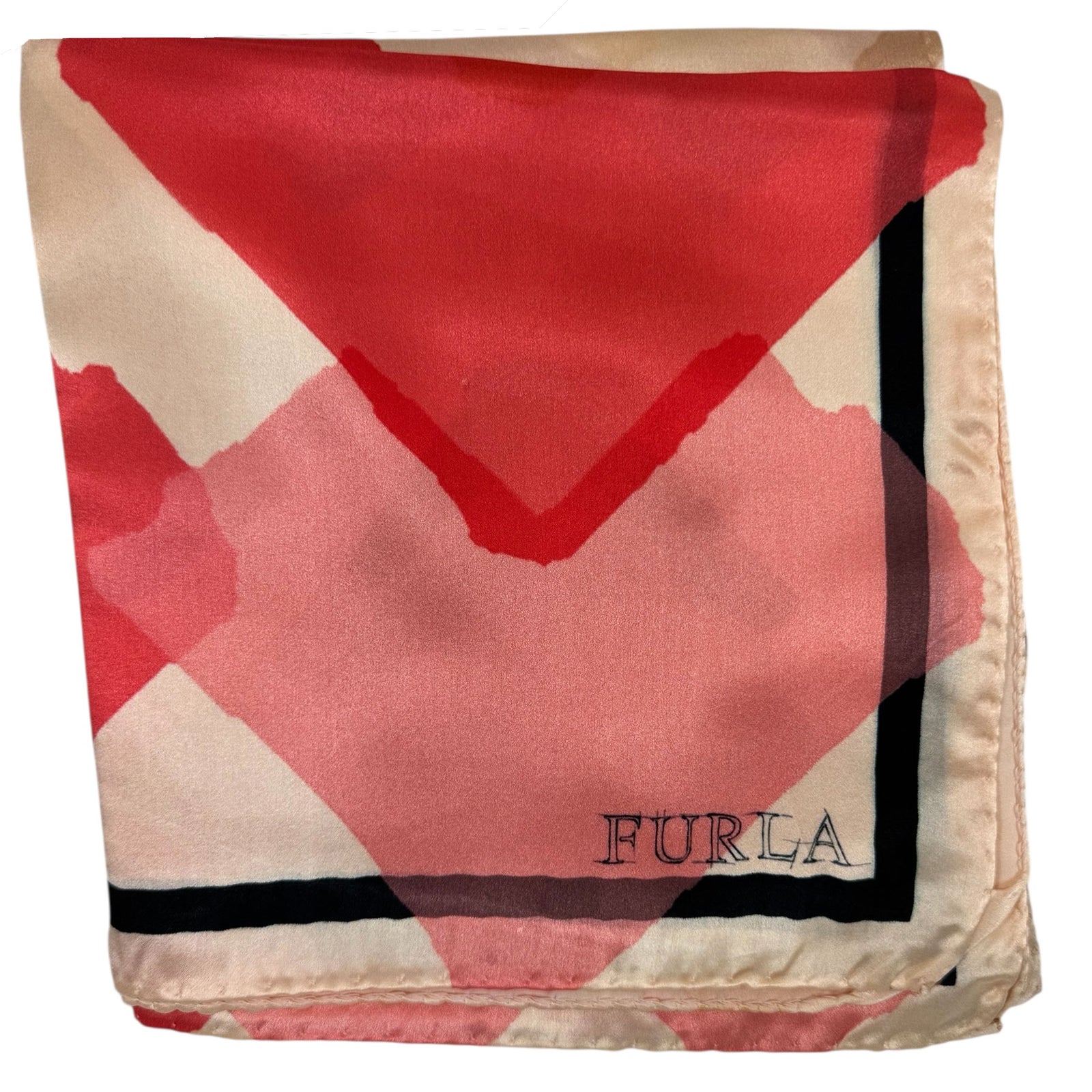 Furla Scarf Cream Pink Hearts 