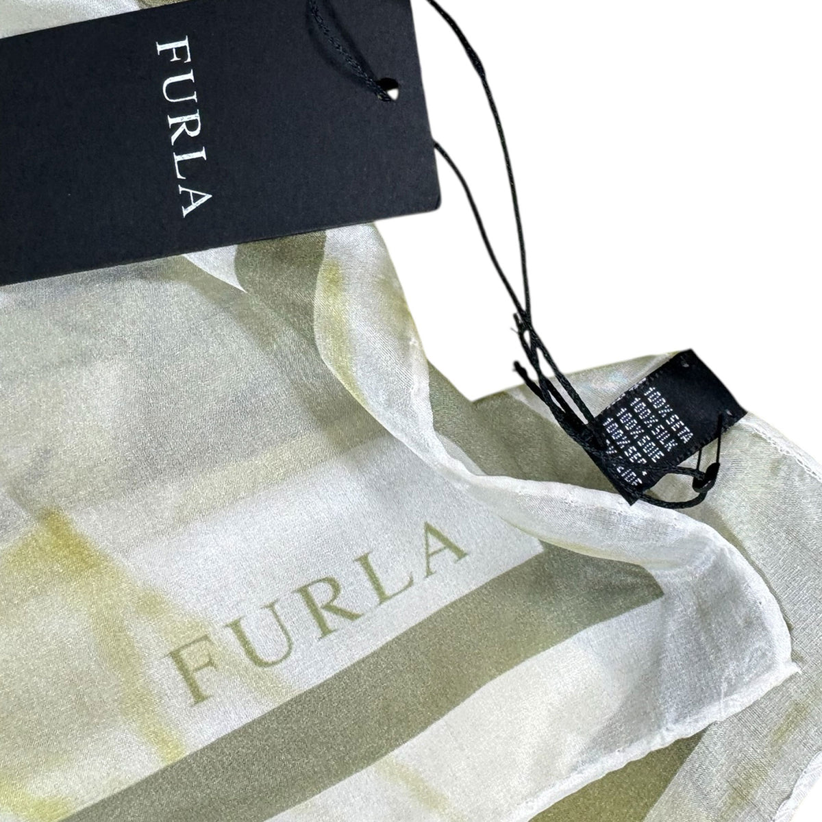 Furla Scarf Chartreuse Floral Design - Square Silk Scarf