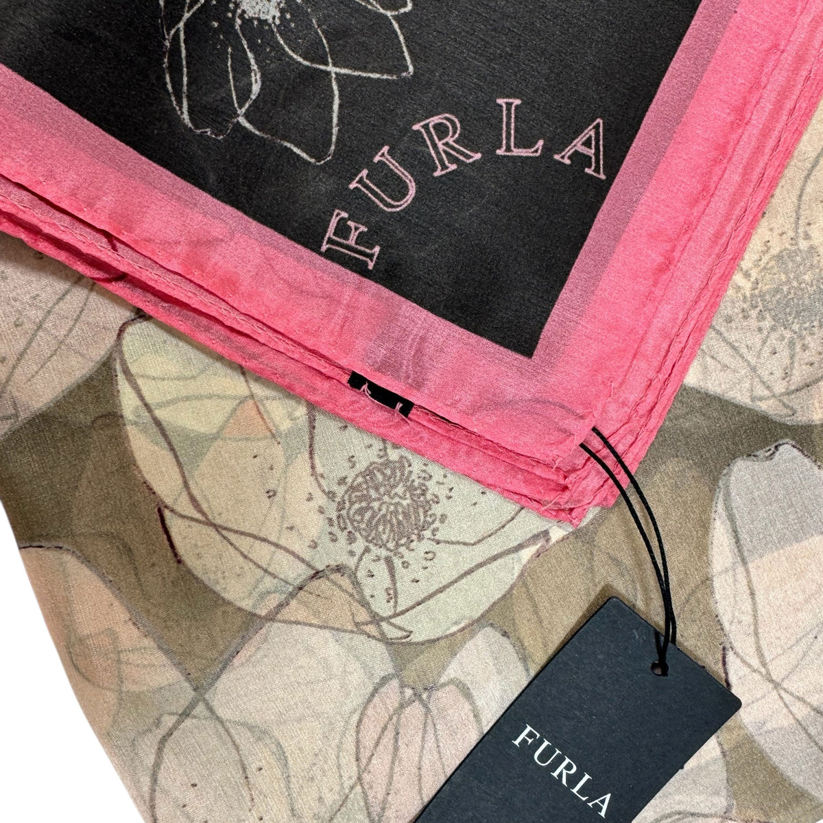 Furla Scarf Pink Gray Design - Square Silk Scarf