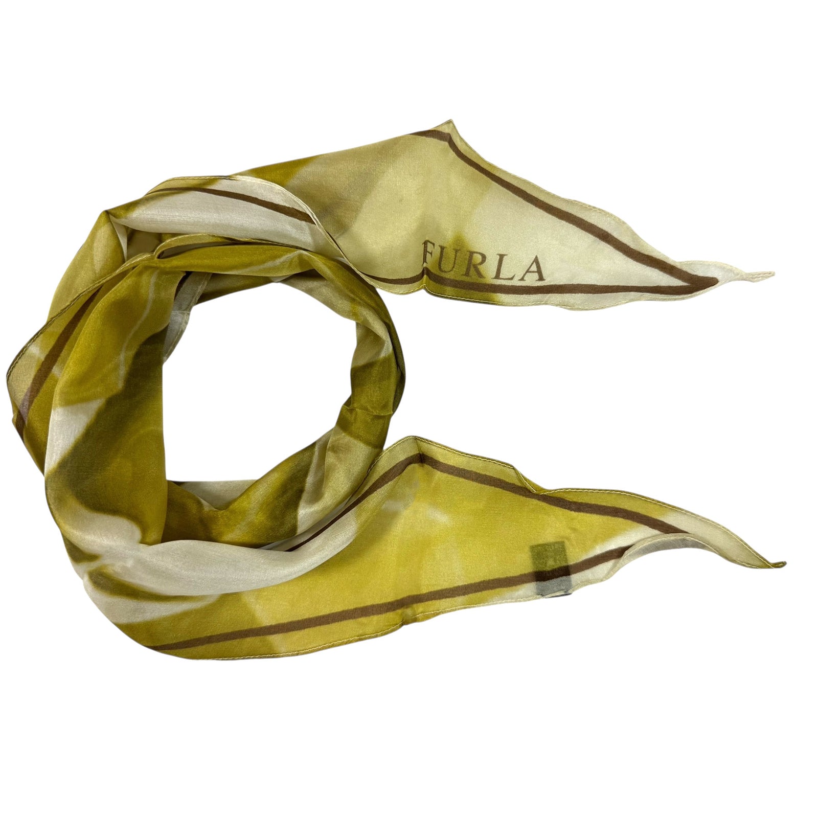 Furla Scarf Olive Green Design - Diamond Shape Silk Scarf