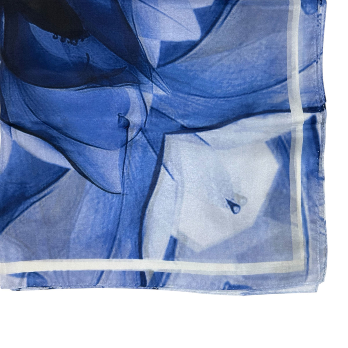 Furla Scarf Blue Floral Design - Square Silk Scarf Genuine