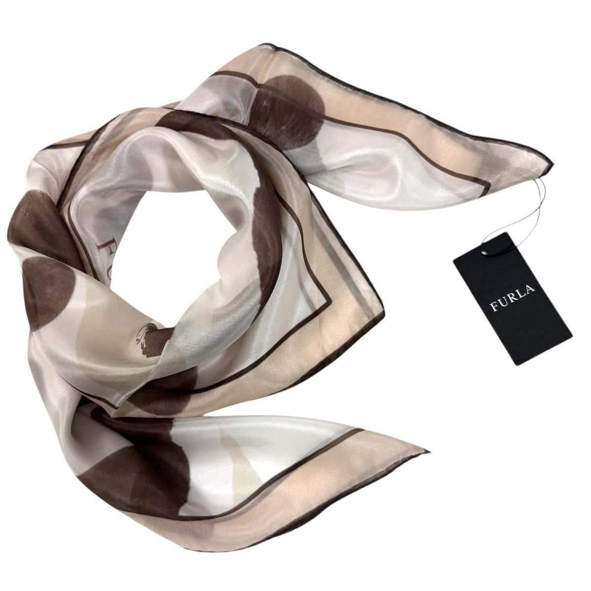 Furla Scarf Light Pink Cream Design - Light Weight Silk Square Scarf