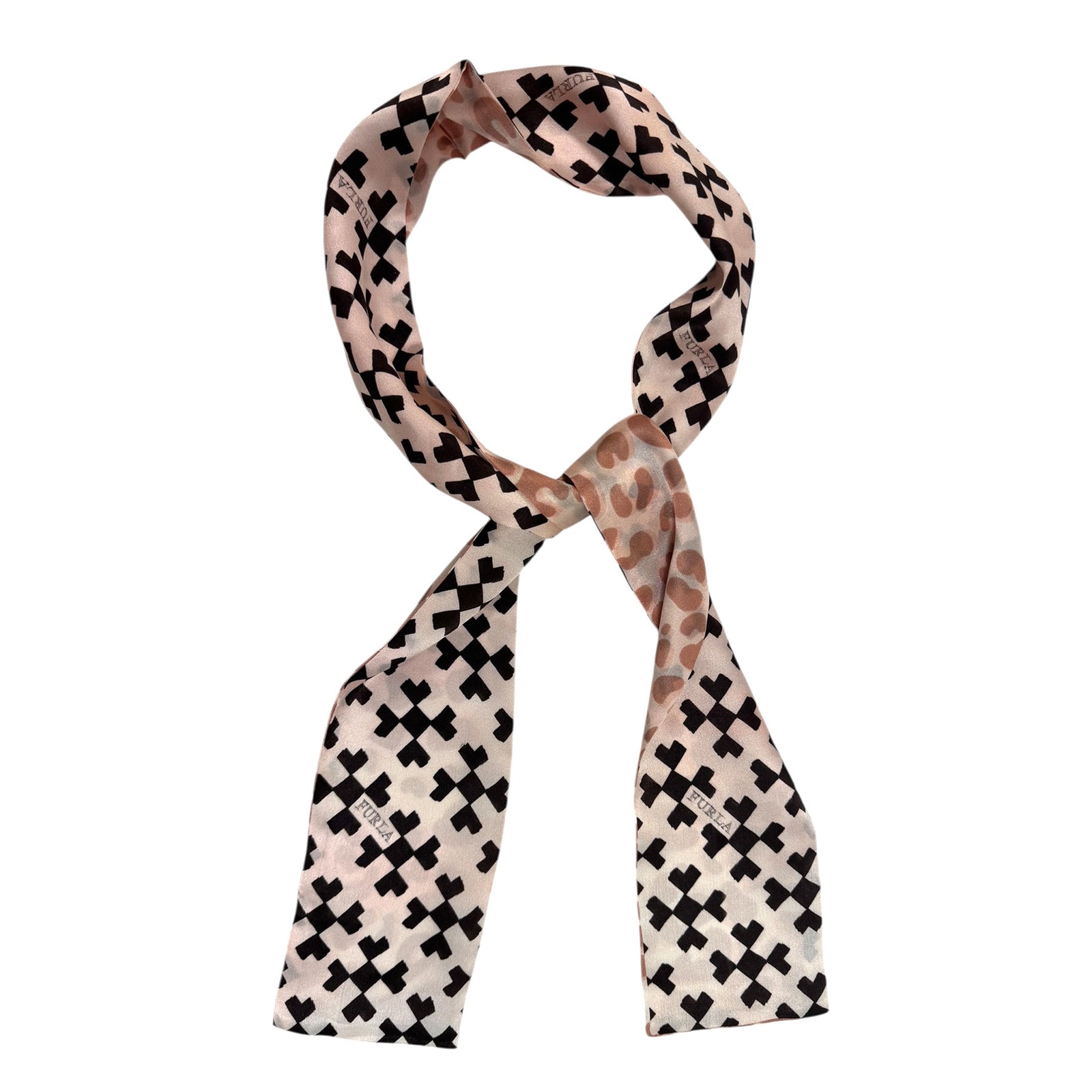 Furla Bandeau Light Pink Geometric Design - Silk Women Scarf