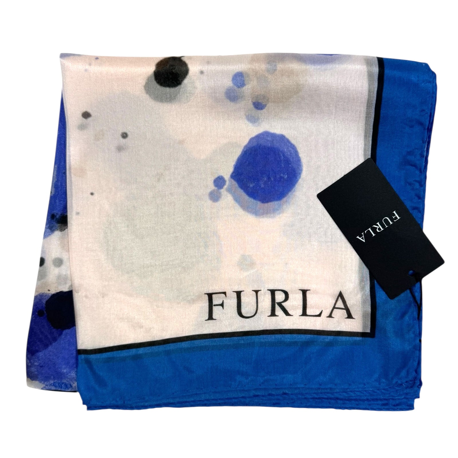 Furla Scarf Royal Blue Design - Light Weight Silk Square Scarf