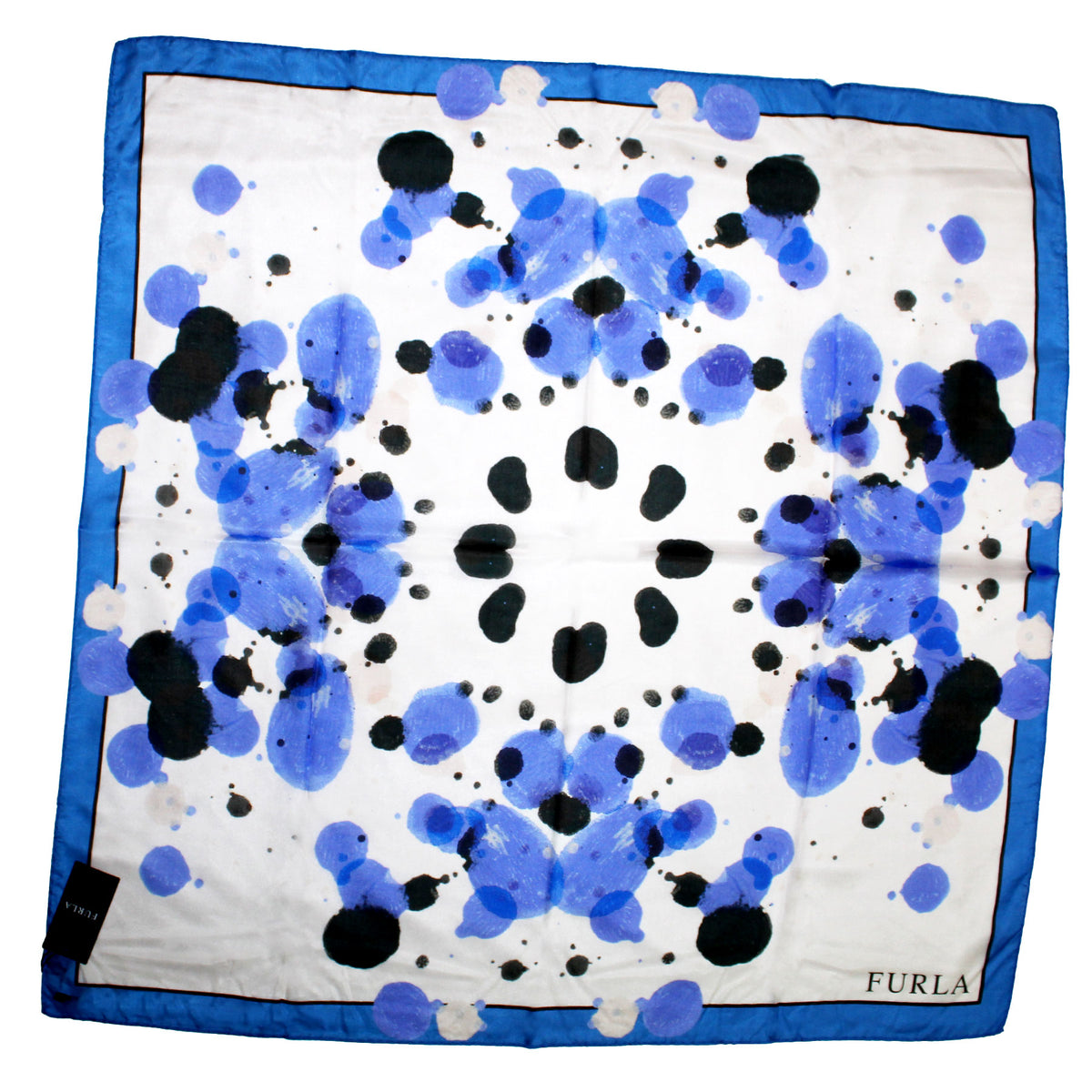 Furla Scarf Royal Blue Design - Light Weight Silk Square Scarf 