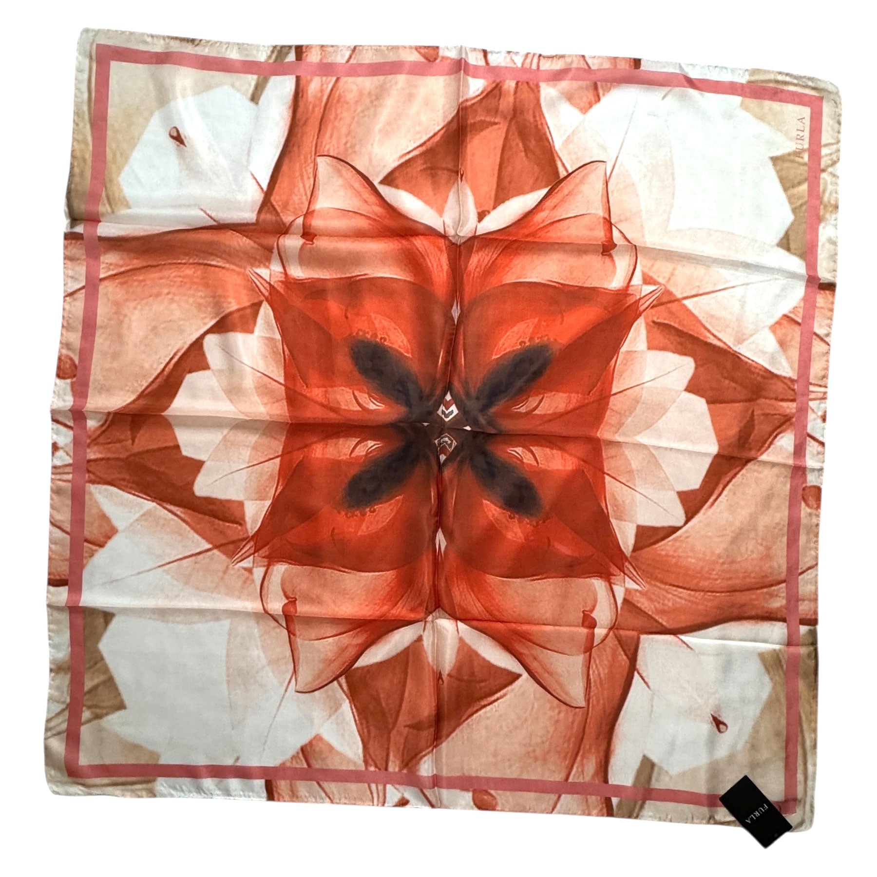 Furla Scarf Red White Pink Floral - Square Silk Scarf