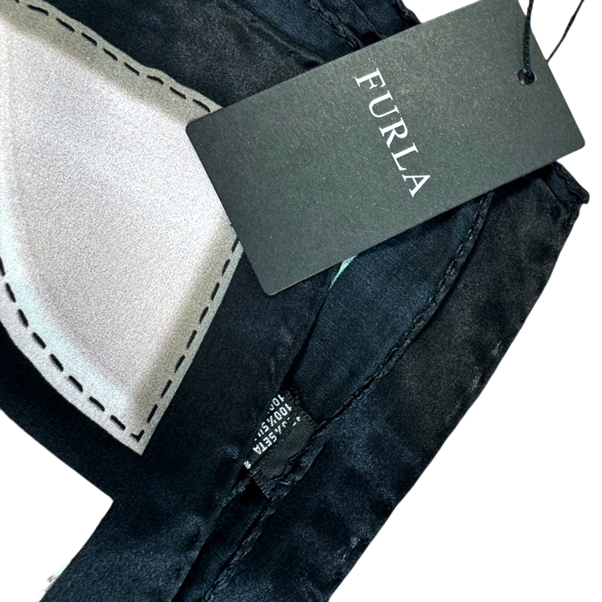 Furla Scarf Black Dark Brown Snakeskin Design - Square Silk Scarf