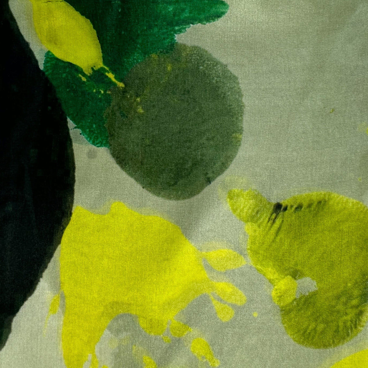 Furla Scarf Chartreuse Olive Floral Design - Square Silk Scarf