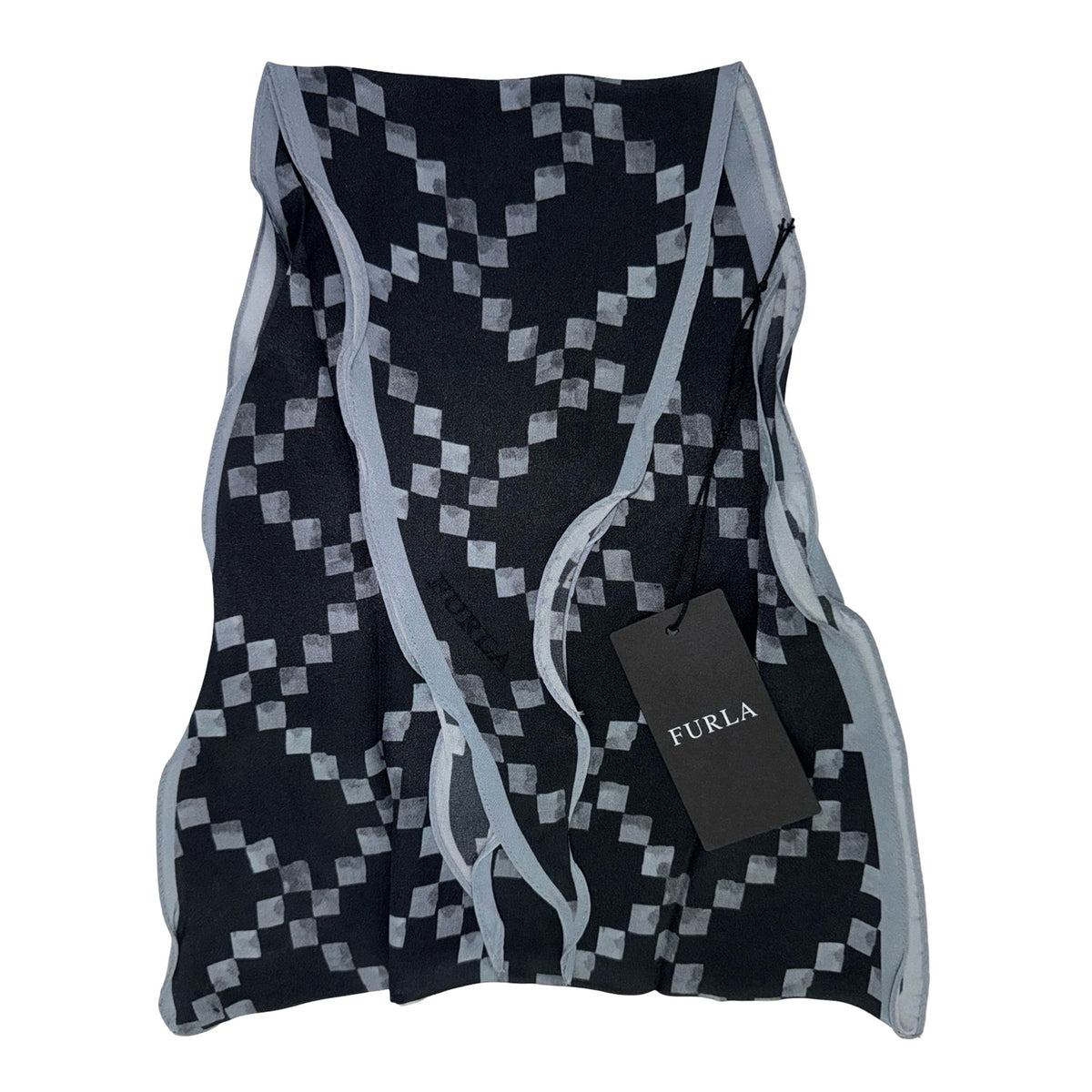 Furla Scarf Black Gray Design - Diamond Shape Silk Scarf SALE