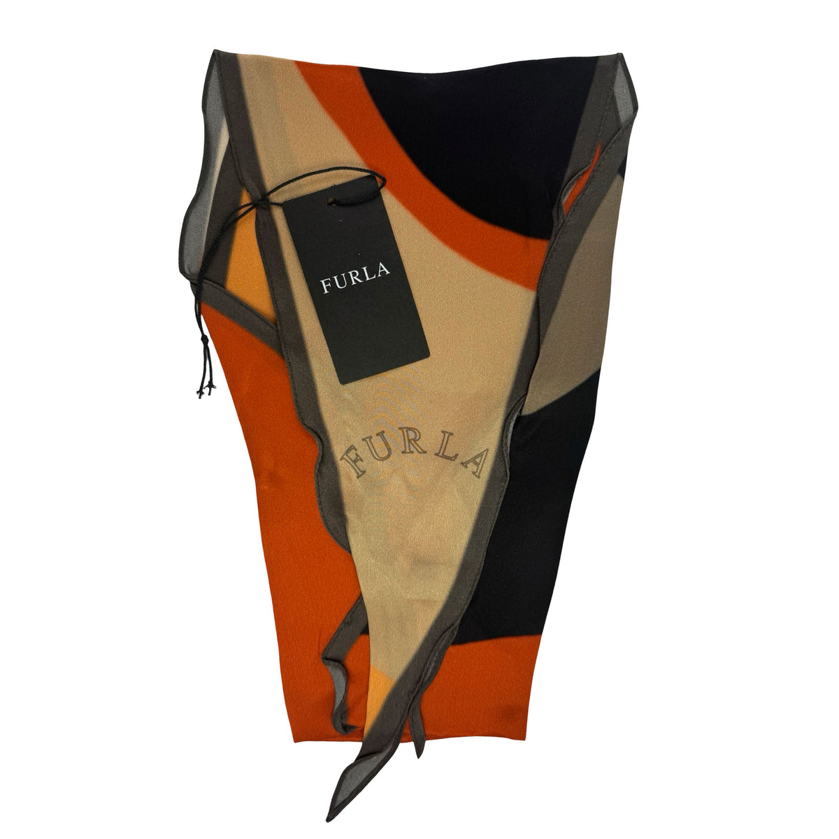 Furla Silk Diamond Scarf Rust Orange Brown Black SALE