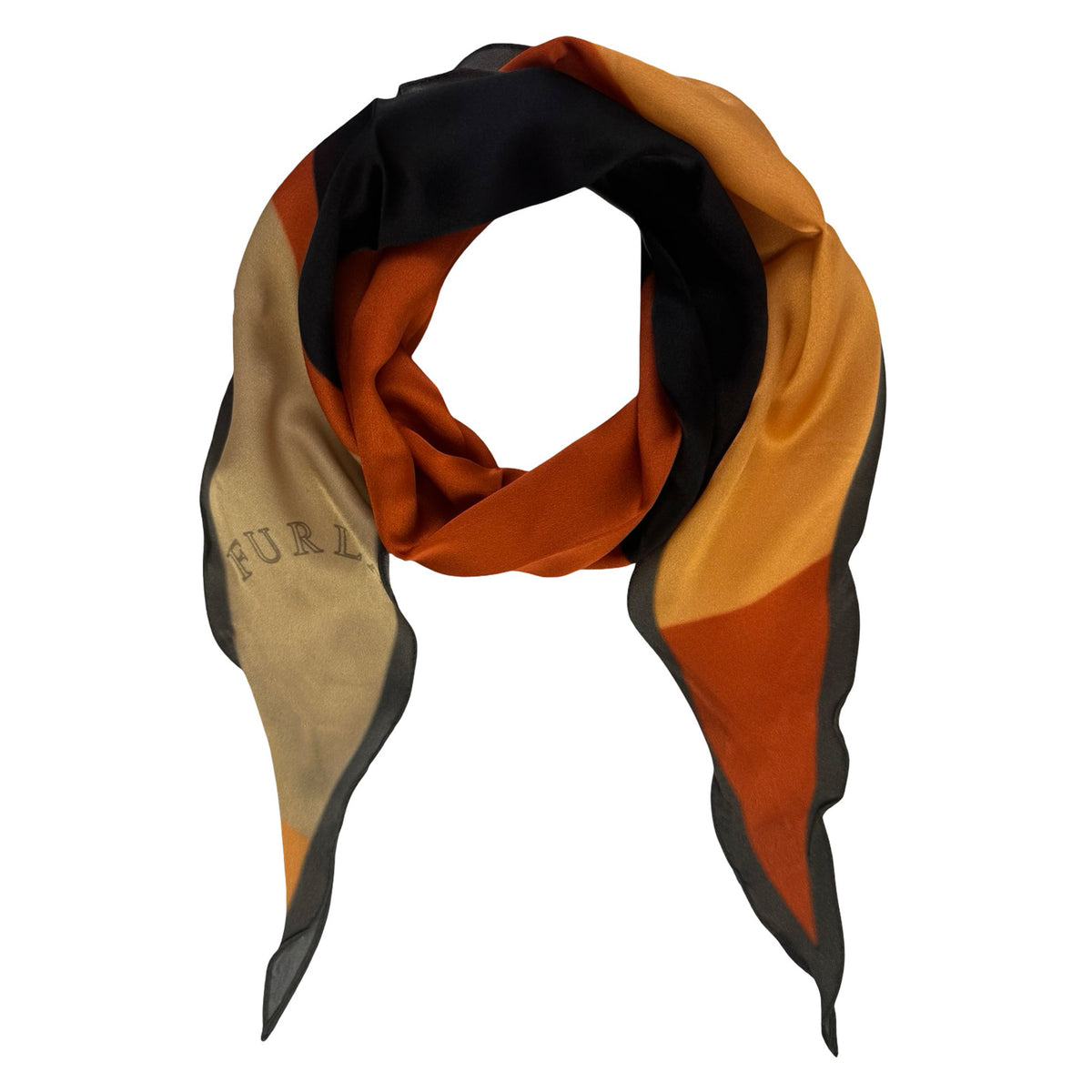 Furla Silk Diamond Scarf Orange Brown Black SALE