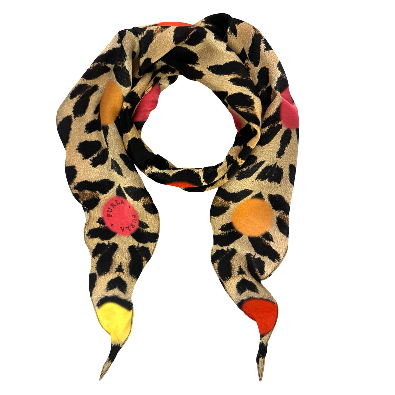 Furla Silk Diamond Scarf Beige Black 