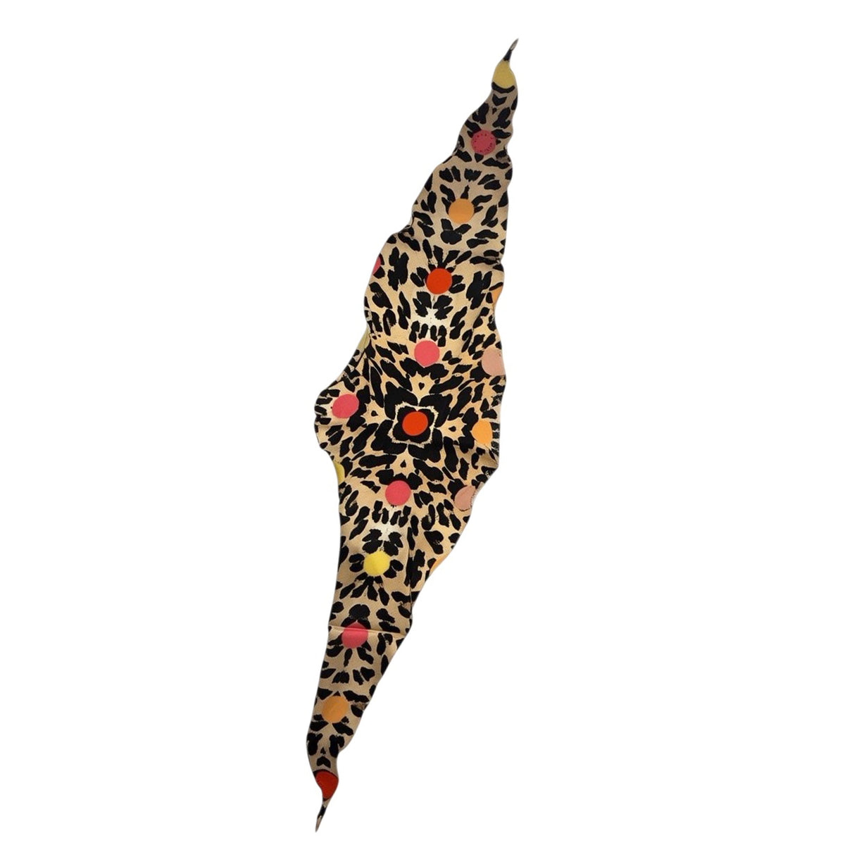 Furla Silk Diamond Scarf Beige Black Animal Print With Polka Dots SALE