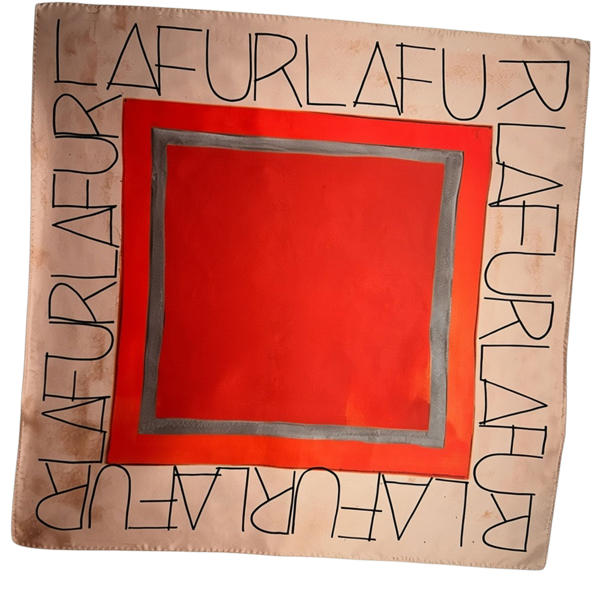 Furla Scarf Taupe Red Logo - Light Weight Silk Square Foulard