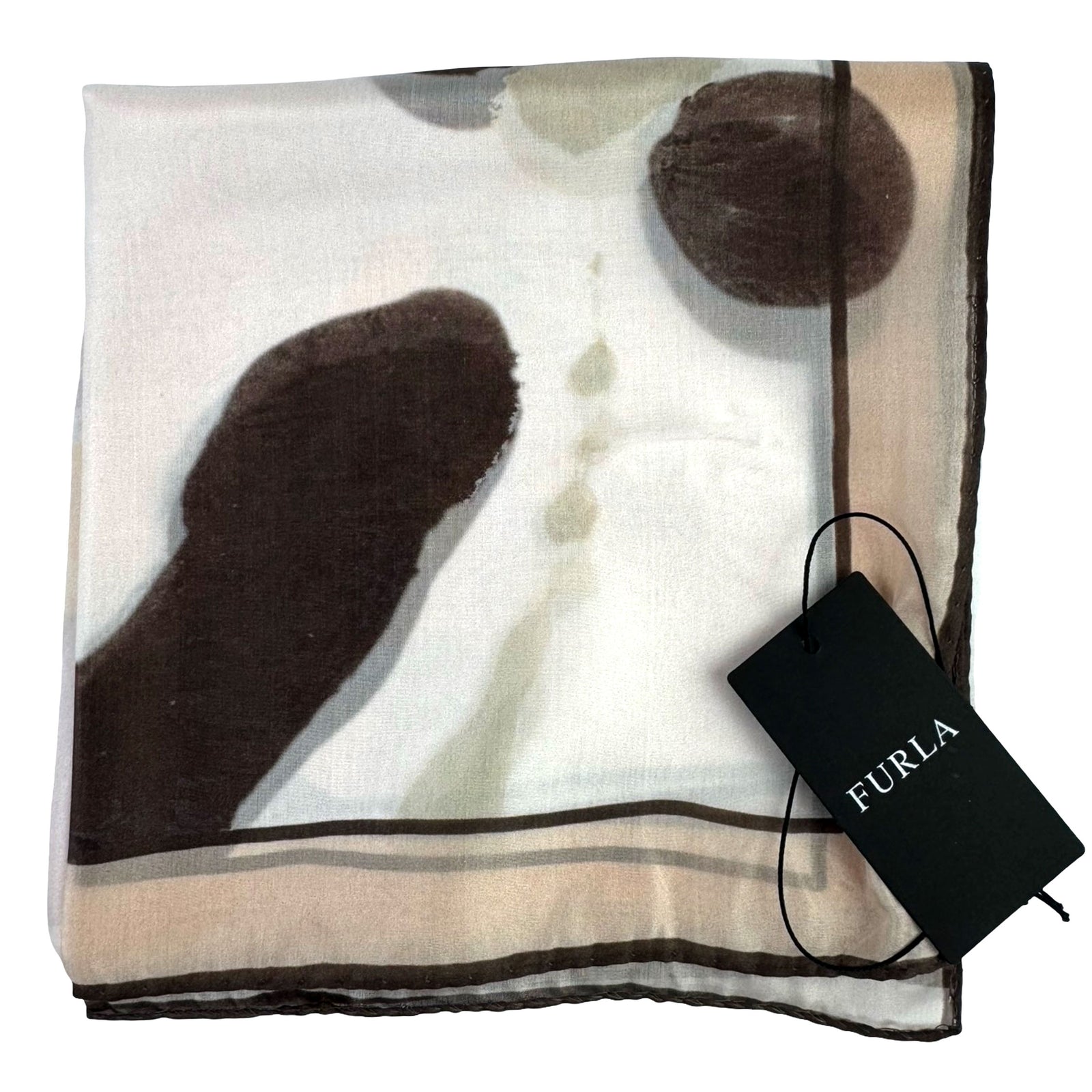 Furla Scarf White Black Beige Spots 