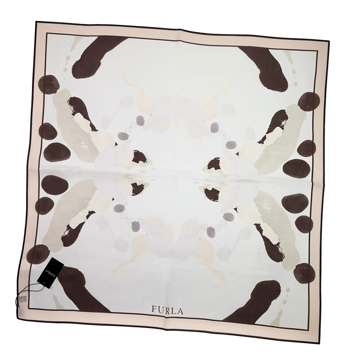 Furla Scarf White Black Beige Spots 