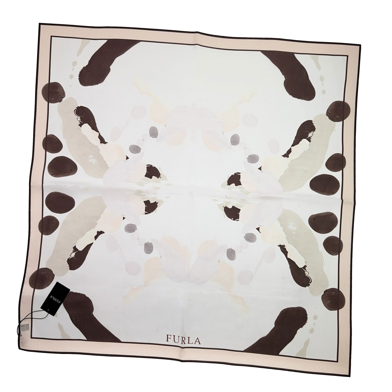Furla Scarf White Black Beige Spots 