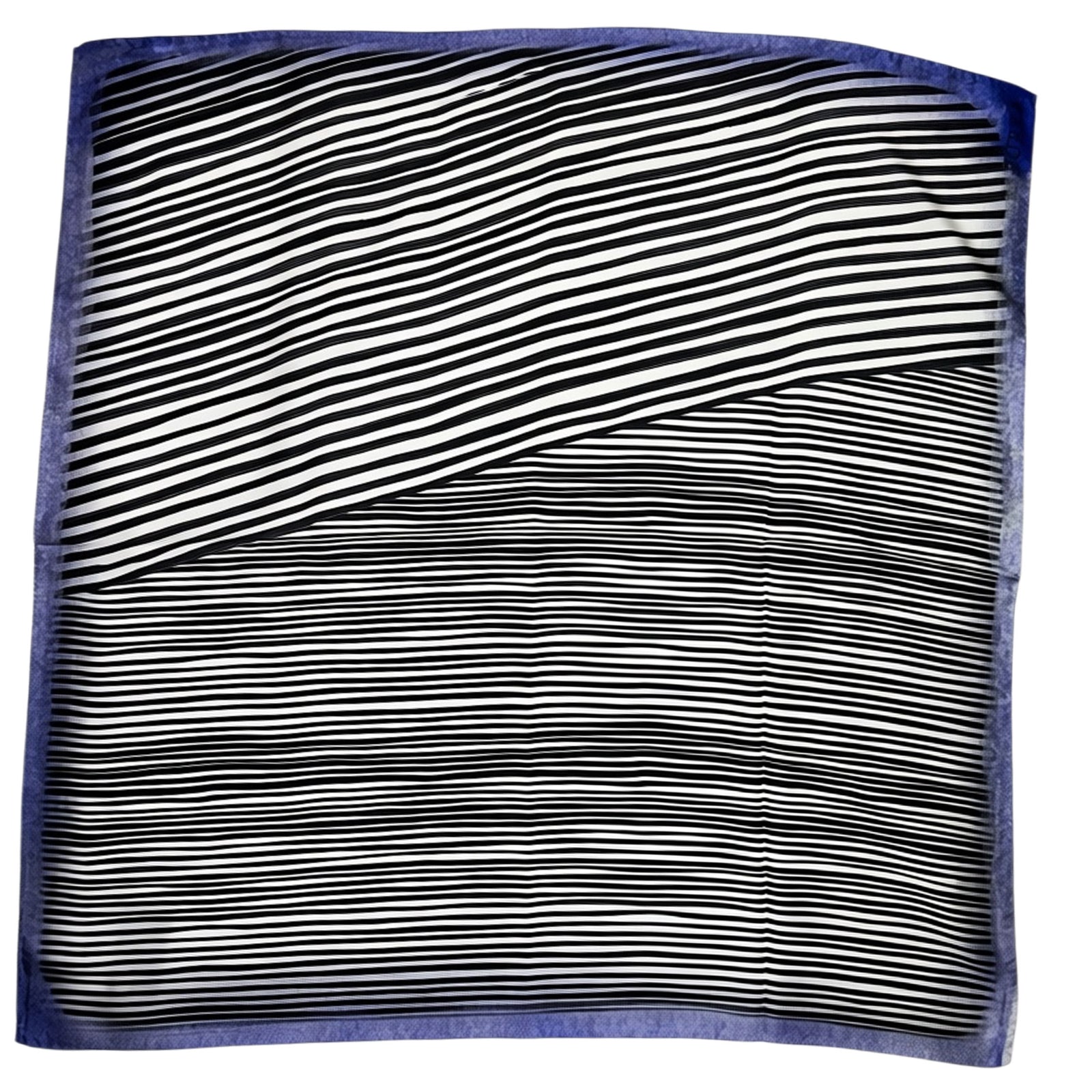 Furla Scarf White Black Stripes Royal Blue - Twill Silk Square Foulard