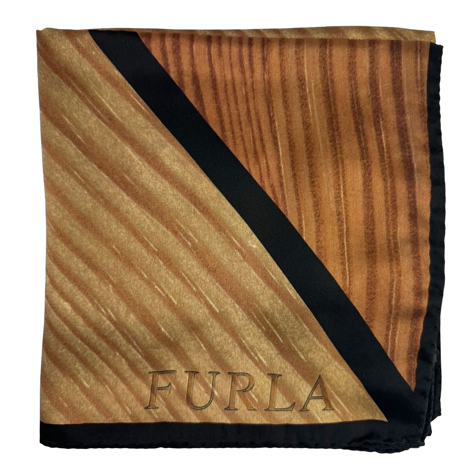 Furla Silk Scarf Brown Black Gray - Square Foulard