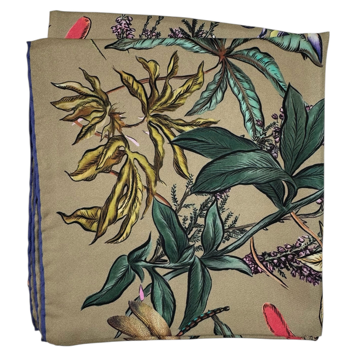 Givenchy Scarf Taupe Botanical Floral Dragonfly - Twill Silk Foulard SALE