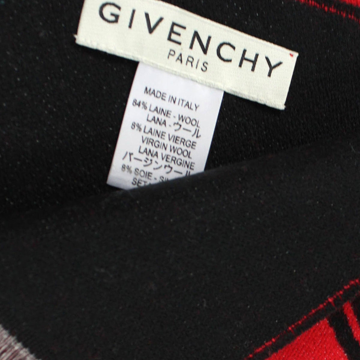 Givenchy Scarf Red Black Logo Design Wool Silk Shawl FINAL SALE Como Milano