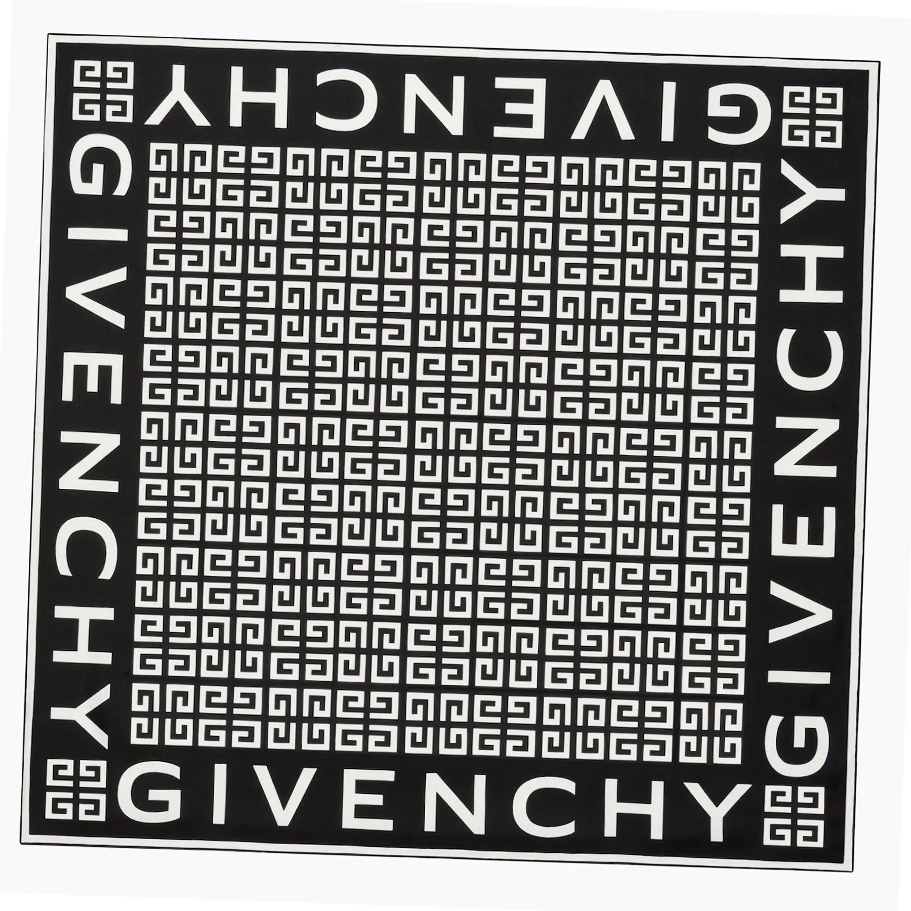 Givenchy Scarf Black 4G Design - Square Twill Silk Foulard 2024 Collection