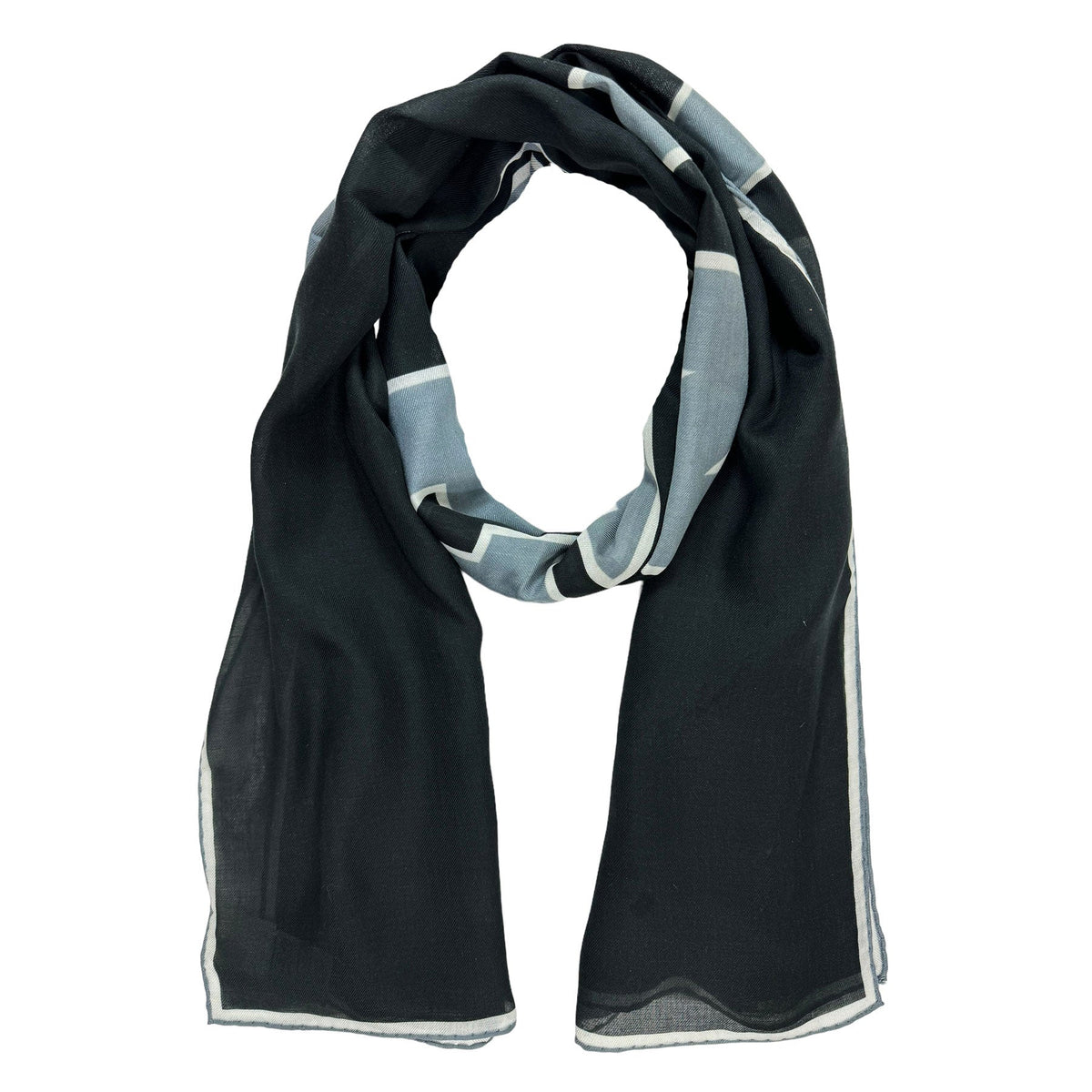 Givenchy Scarf Black Gray Logo - Lightweight Cotton Silk Shawl - FINAL SALE