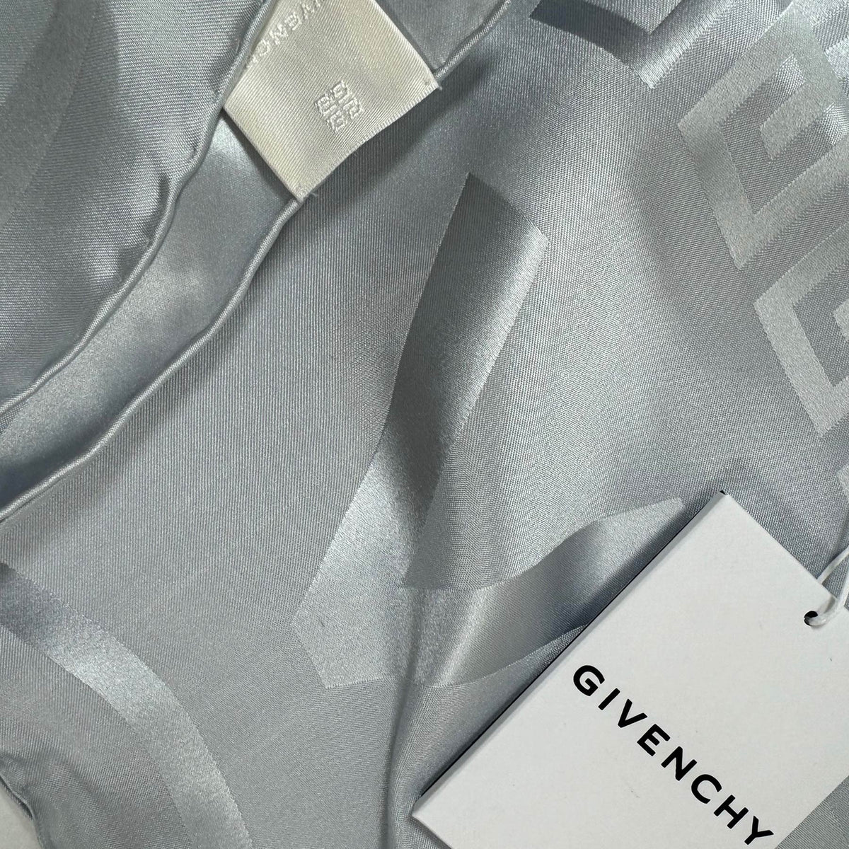 Givenchy Scarf Gray Logo Design - Extra Large Twill Silk Square Wrap