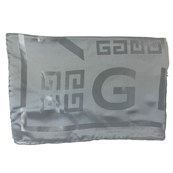 Givenchy Scarf Gray Logo 4G Design - Extra Large Twill Silk