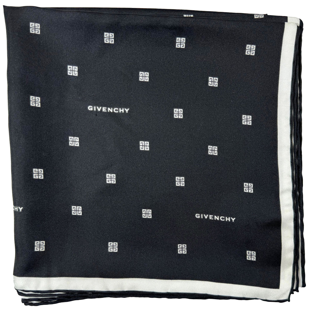 Givenchy Scarf Black 4G Design - Square Twill Silk Foulard 2024 Collection