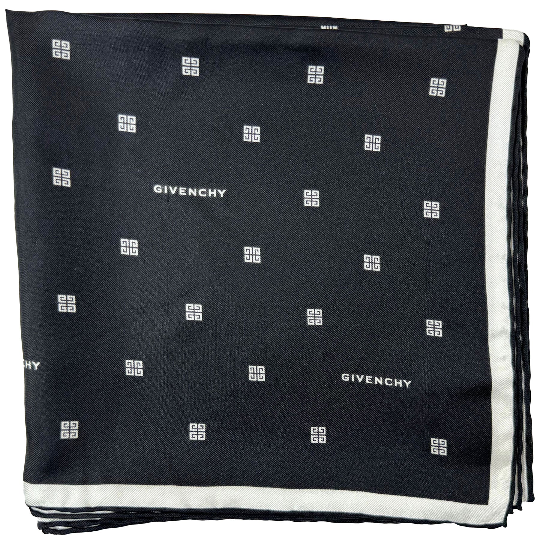 Givenchy Scarf Black 4G Design - Square Twill Silk Foulard 2024 Collection