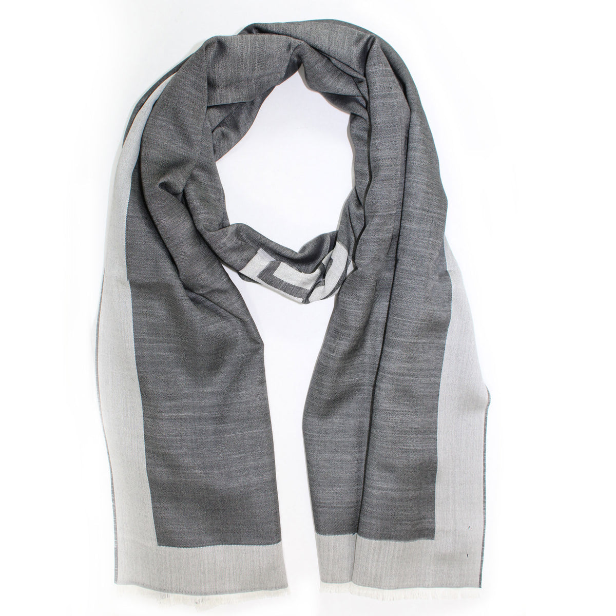 Givenchy Scarf Black Gray Logo Design - Lightweight Wool Silk Shawl FINAL SALE