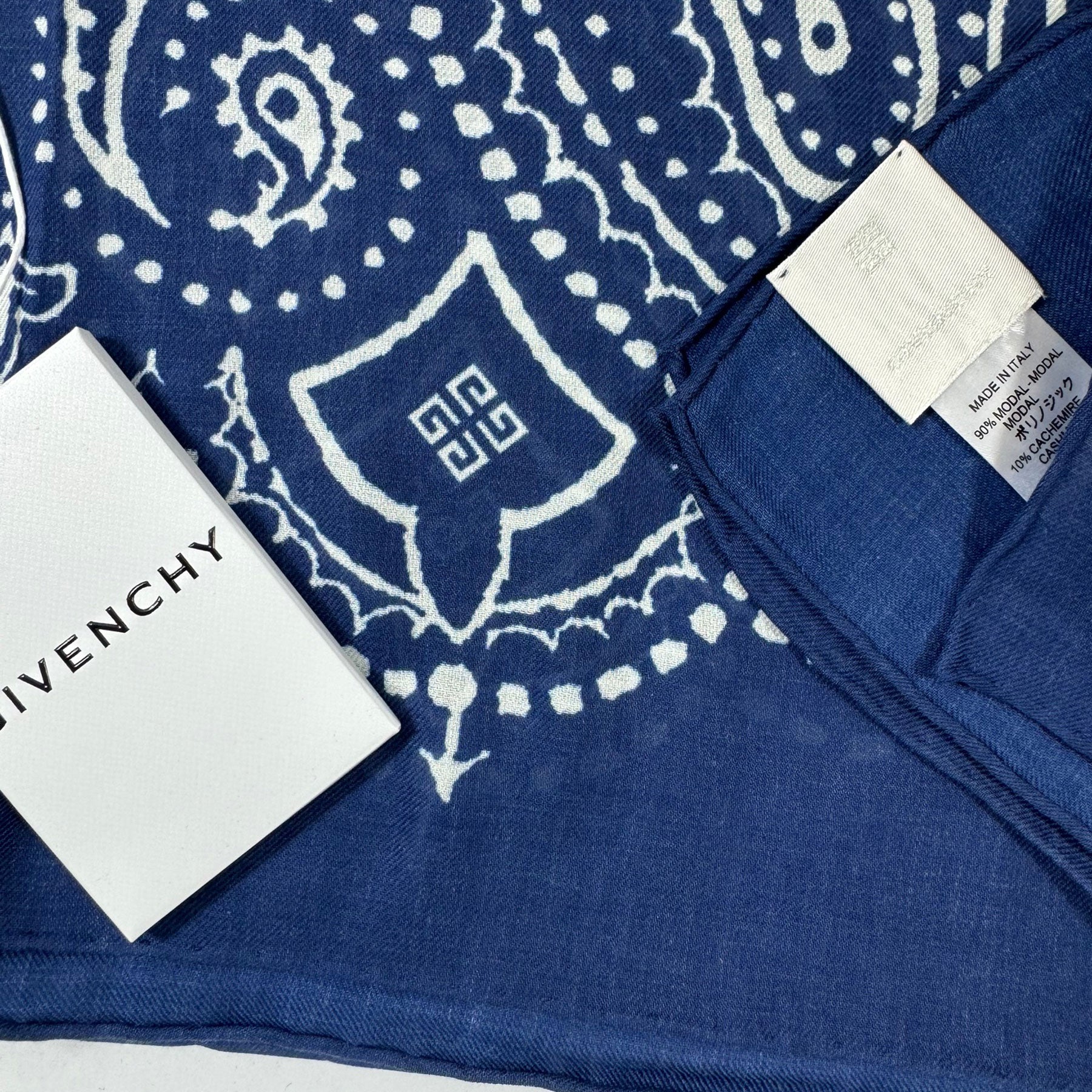 New 2024 Givenchy Scarf Navy Paisley